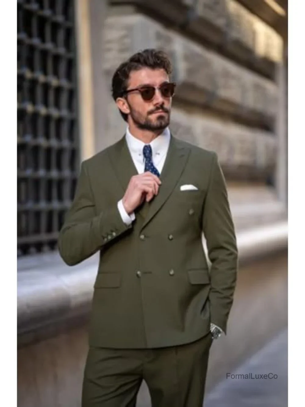 Men's Double Breasted 2-Piece Suit Set Wedding Prom Slim Fit